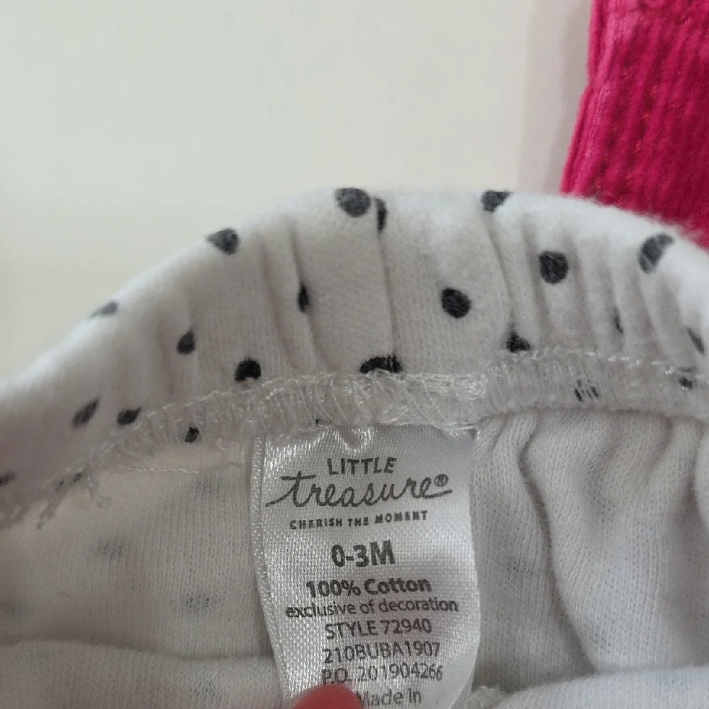 GAP + Little Treasure Pants Corduroy Polka Dot Legging Pink White Size 0-3M 3-6M